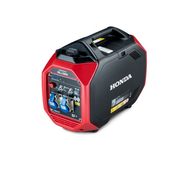 Honda EU32i med bærehåndtak og frontpanel med strømuttak.